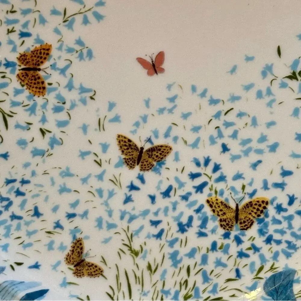 Paule Marrot for Anthropologie Francaise Floral Butterfly Dinner Plate Ceramic